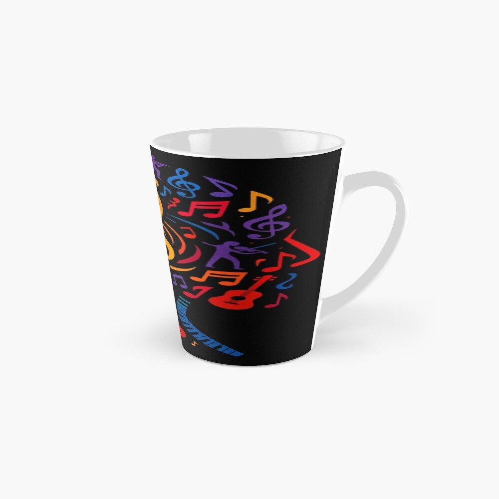 Colorful Treble Clef Music Collage Art on a mug