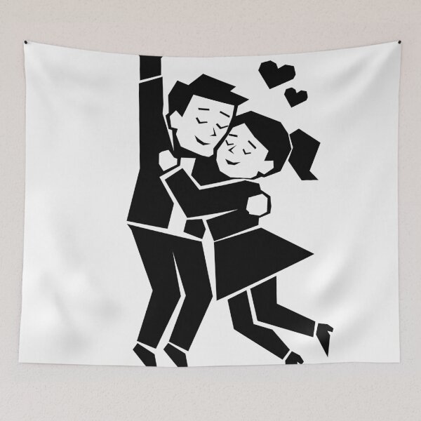Item preview, Geometric Romantic Couple Holding Each Other designed and sold by quibrak.