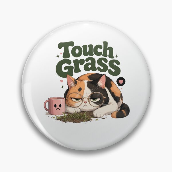 Item preview, Touch Grass Sarcastic Kawaii Cat Sticker | Black Glasses designed and sold by Ashley critters.