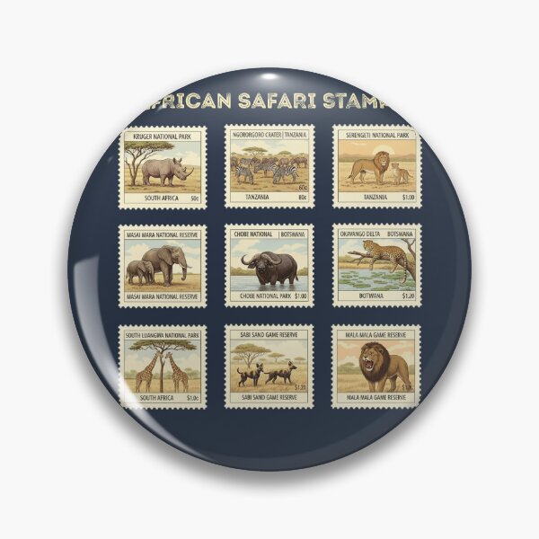 Item preview, African Safari Animals Vintage Postage Stamps designed and sold by d247.