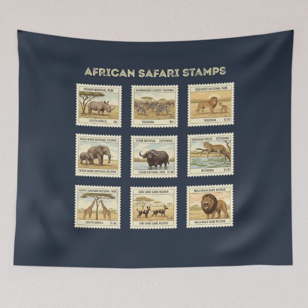 Item preview, African Safari Animals Vintage Postage Stamps designed and sold by d247.