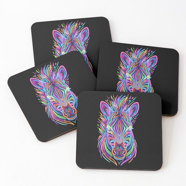 Item preview, Neon Zebra Face – Colorful Psychedelic Animal Art designed and sold by PlumArtDesign.