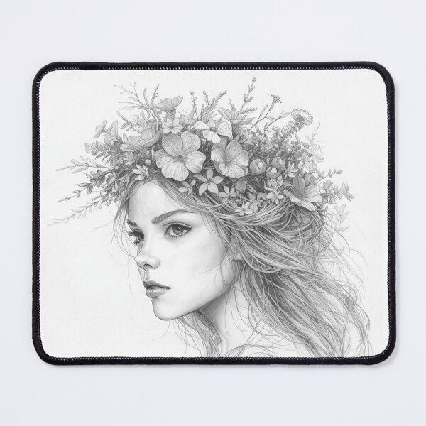 Item preview, Woman in a floral wreath designed and sold by uunaa.