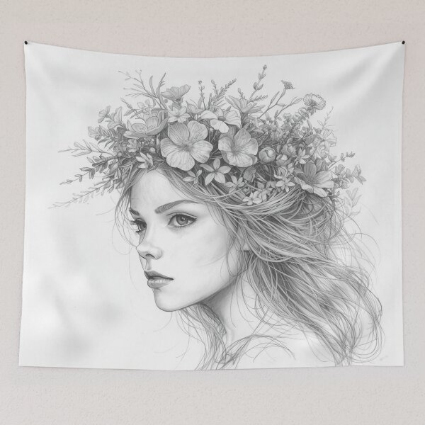 Item preview, Woman in a floral wreath  designed and sold by uunaa.