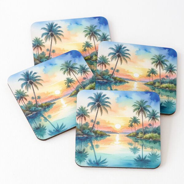 Item preview, Palms Colorful Sunset Waterscape designed and sold by SeaStarAlex.