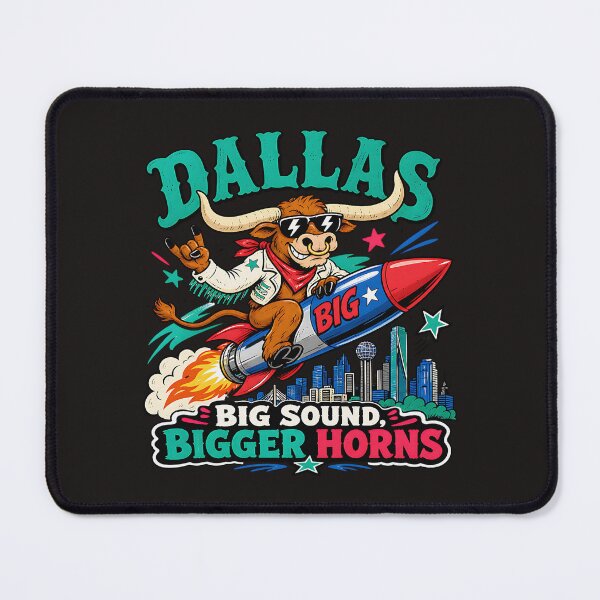 Item preview, Dallas Retro Longhorn Rocket Mascot designed and sold by AwesomeBeyondLimits.