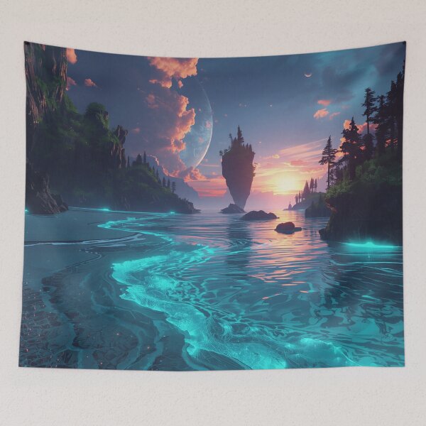 Item preview, Crystal Tide Fantasy Alien Coastal Landscape designed and sold by Luminous Wilds.