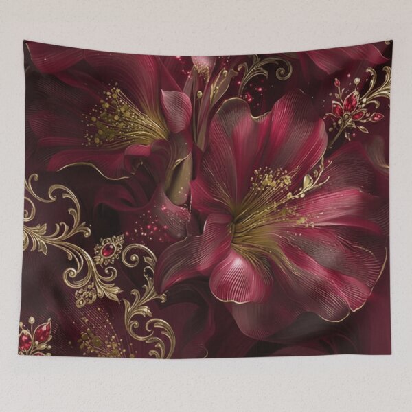 Item preview, Luxurious Botanical Art - Crimson Velvet Floral Majesty designed and sold by MiraLumeStudio.