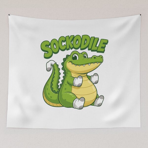 Item preview, Sockodile Cute Crocodile Pun Cartoon Design designed and sold by Nano-Threads.