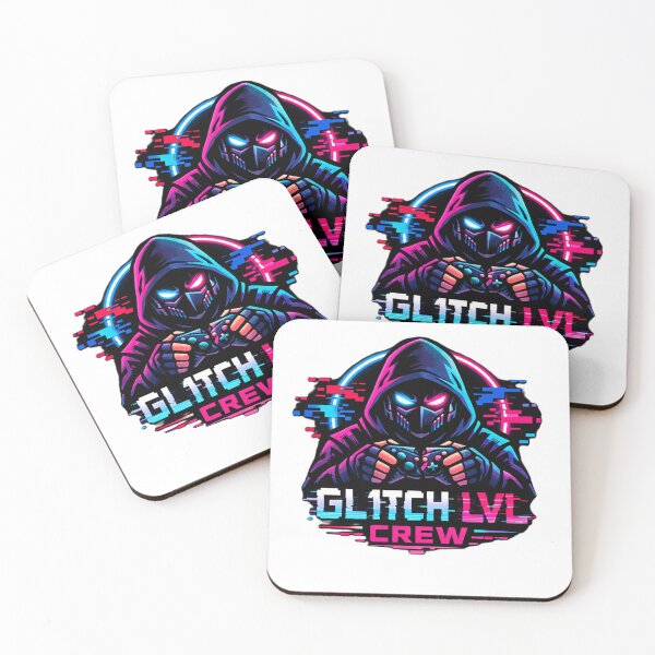 Item preview, GL1TCH LVL CREW – Cyberpunk Gamer Logo Neon Glitch designed and sold by AstraDrip Studio.