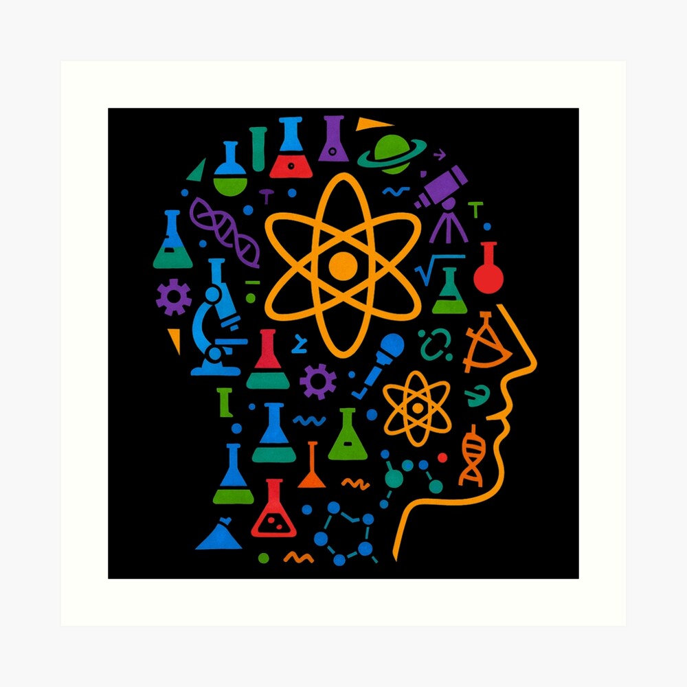 STEM Mind Science Icons Abstract Profile Art on a art print