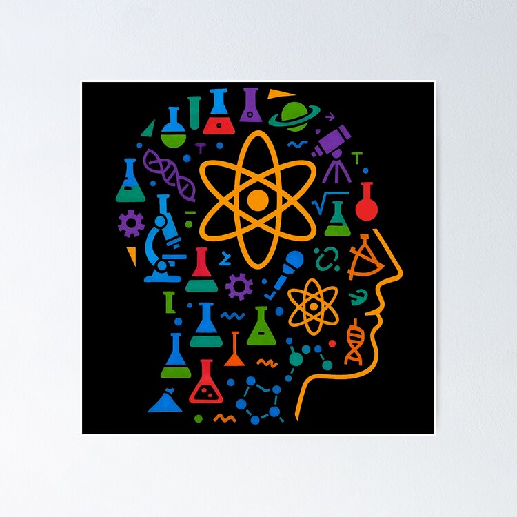 STEM Mind Science Icons Abstract Profile Art — Poster