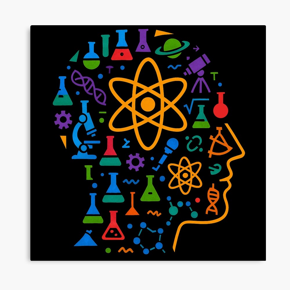 STEM Mind Science Icons Abstract Profile Art on a canvas print