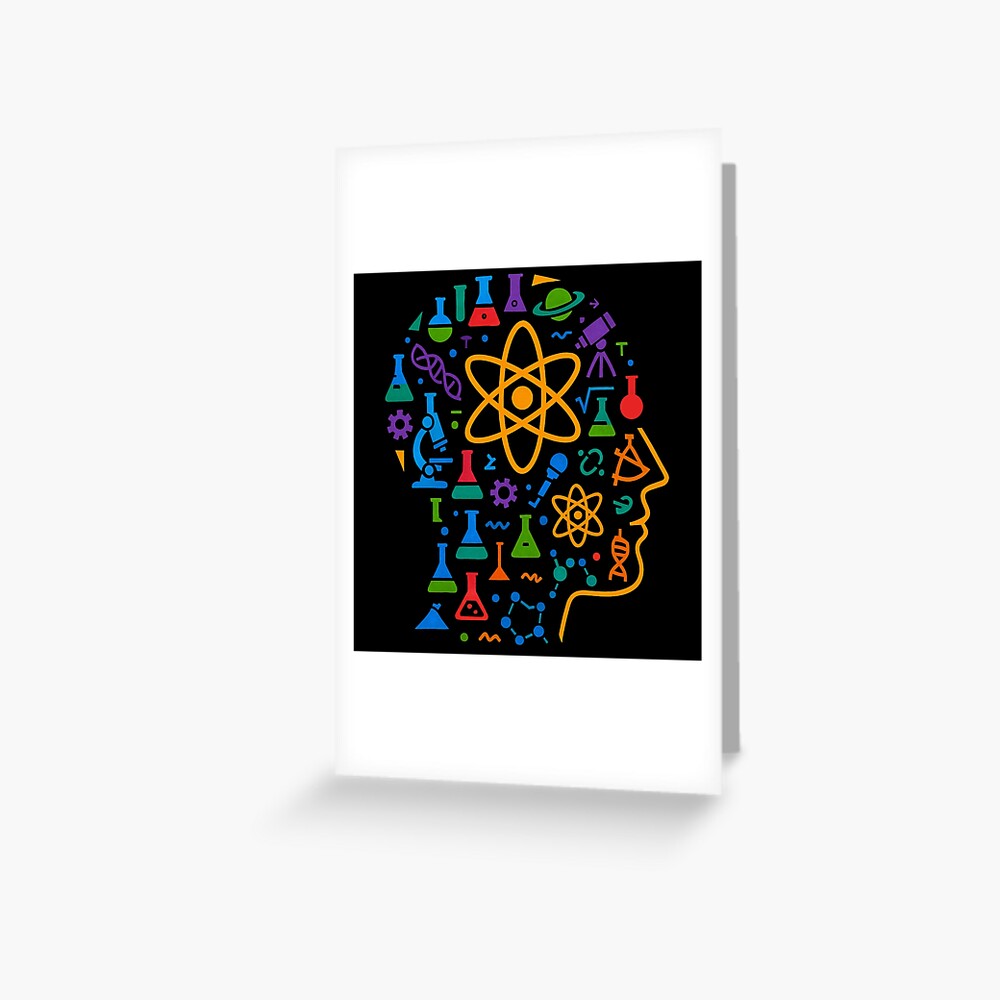 STEM Mind Science Icons Abstract Profile Art on a greeting card