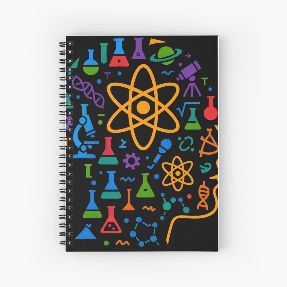 STEM Mind Science Icons Abstract Profile Art on a spiral notebook