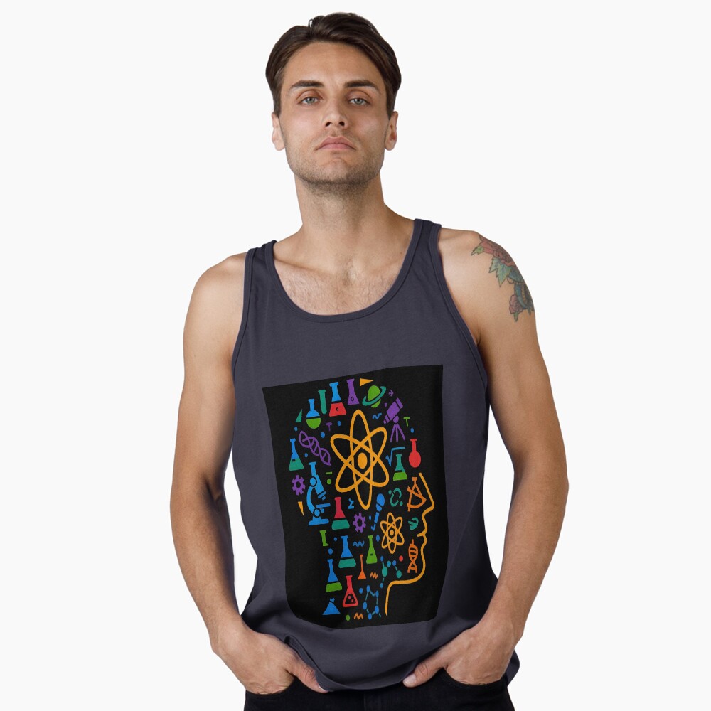 STEM Mind Science Icons Abstract Profile Art on a tank top
