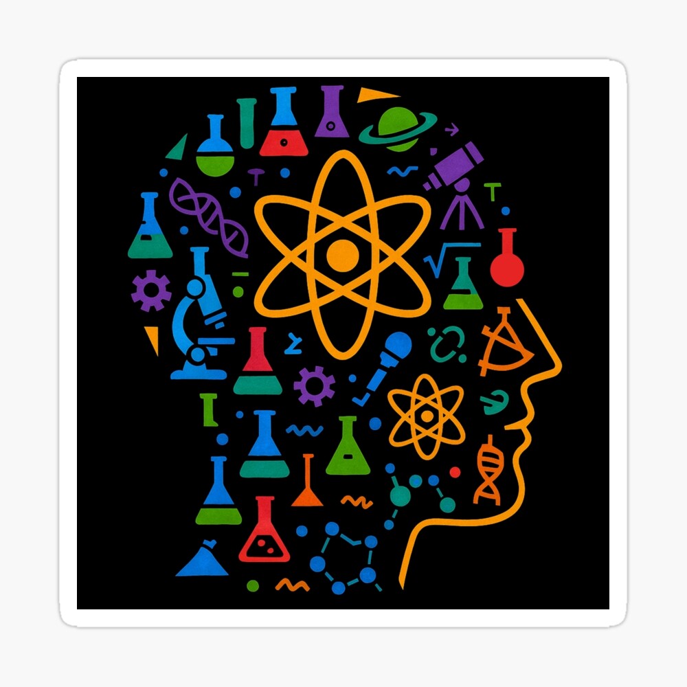 STEM Mind Science Icons Abstract Profile Art on a sticker