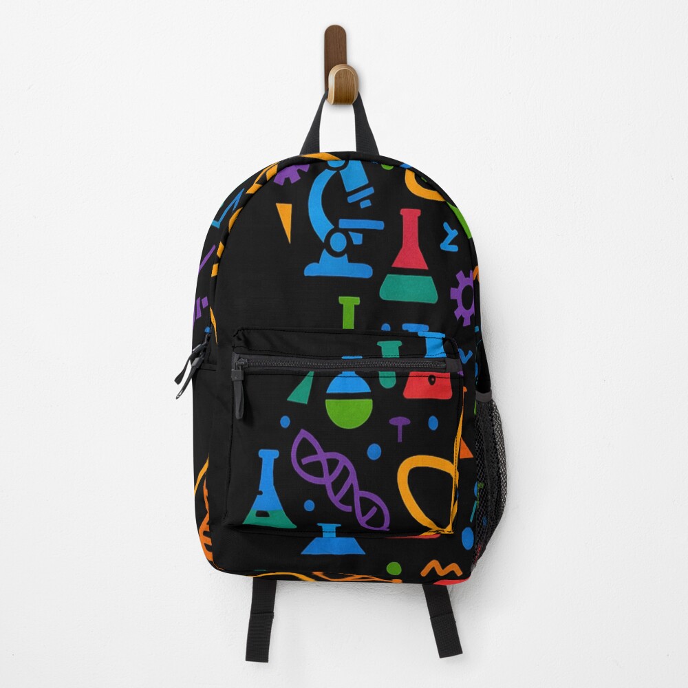 STEM Mind Science Icons Abstract Profile Art on a backpack