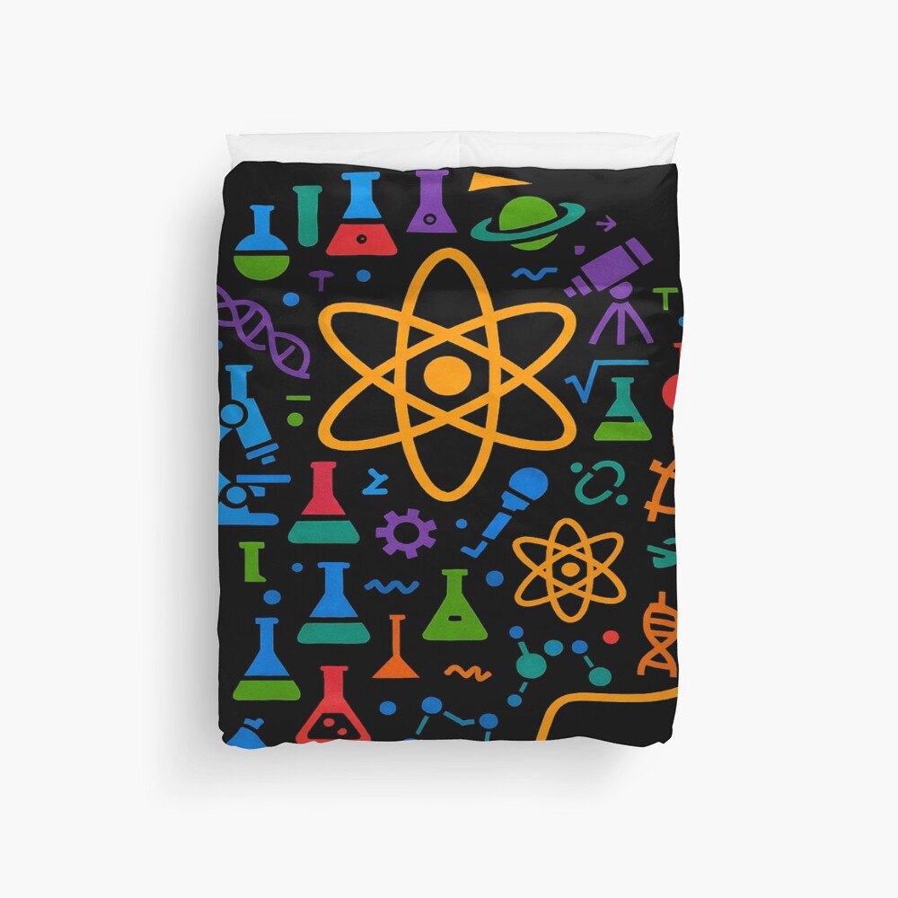 STEM Mind Science Icons Abstract Profile Art on a duvet cover