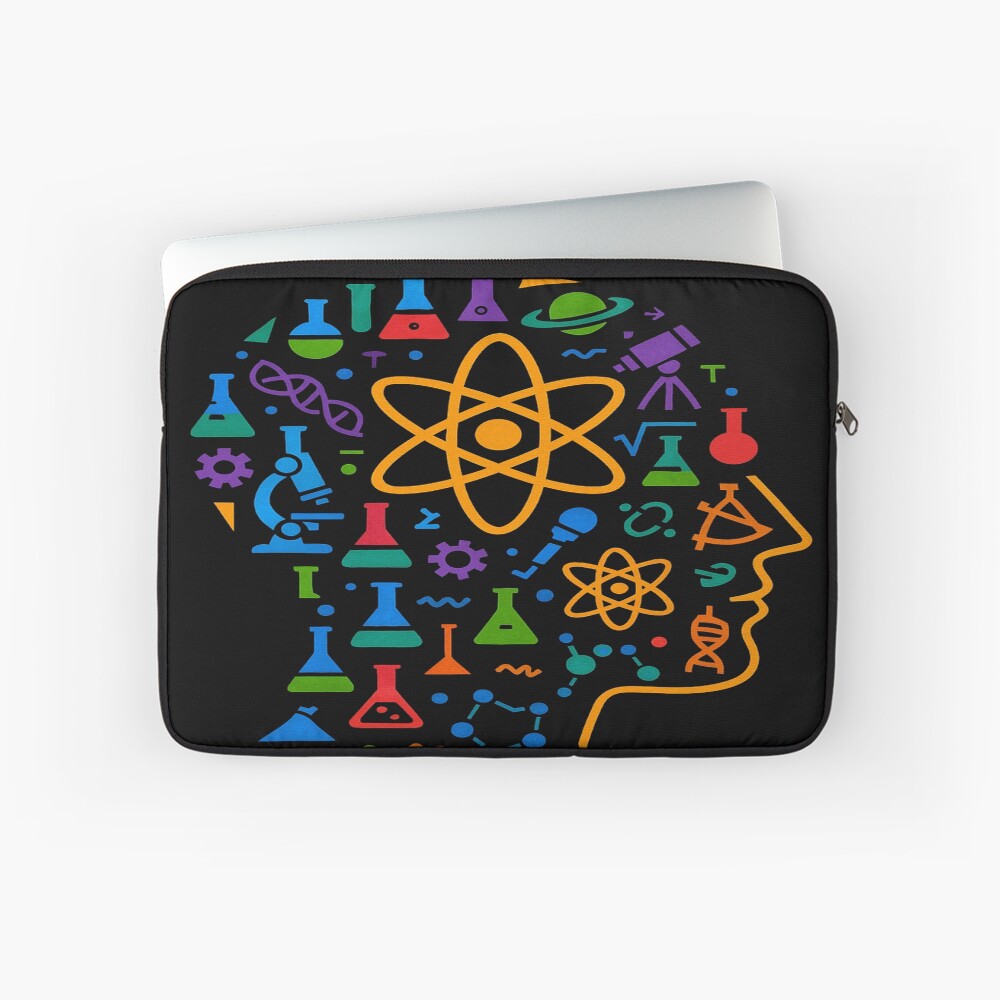 STEM Mind Science Icons Abstract Profile Art on a laptop sleeve