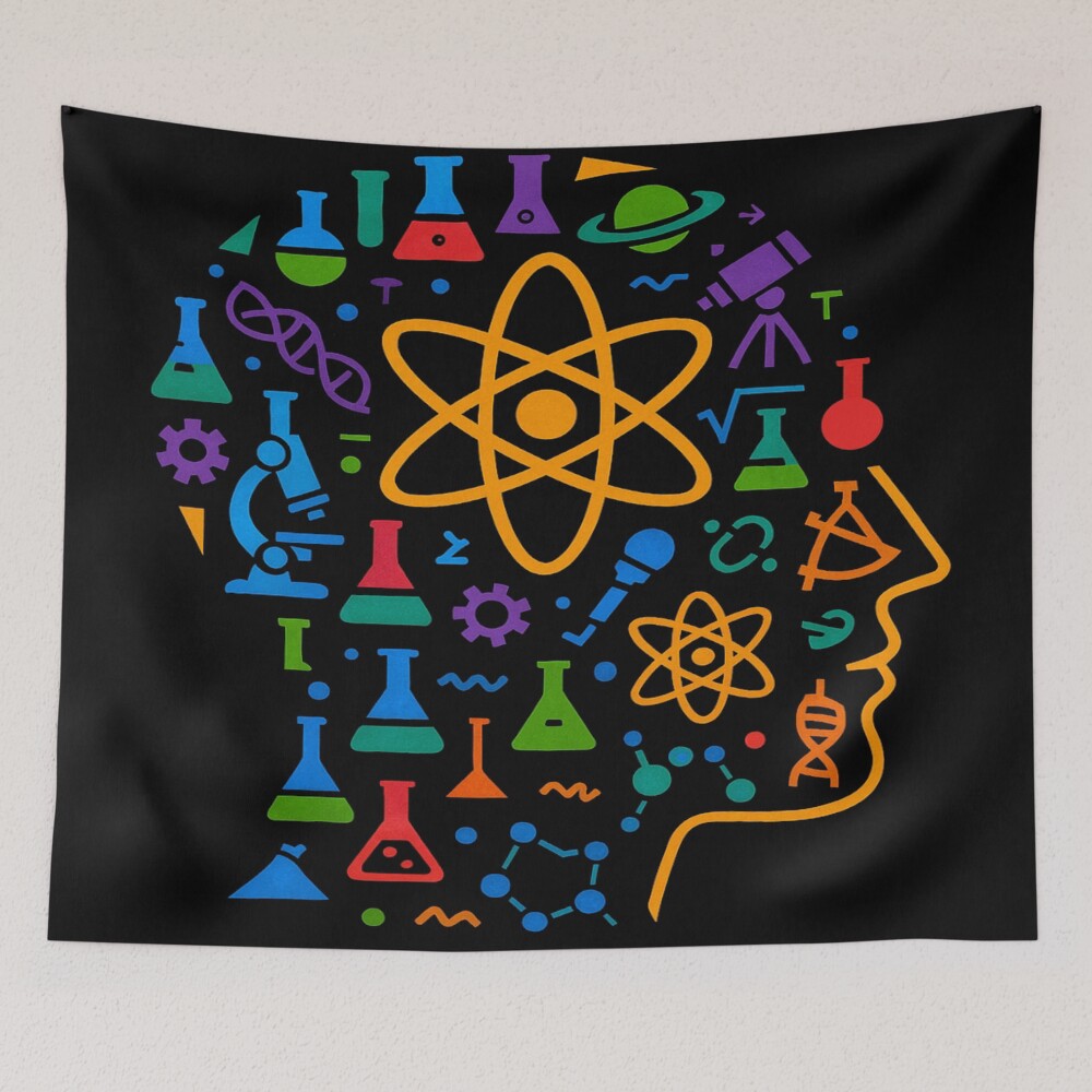 STEM Mind Science Icons Abstract Profile Art on a tapestry