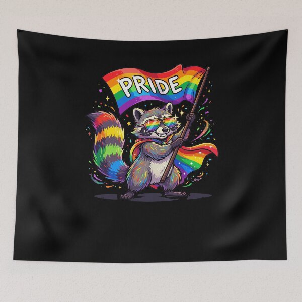 Item preview, PRIDE Raccoon Rainbow Flag LGBTQ+ Support designed and sold by snowry.