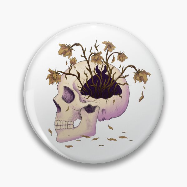 Item preview, Skull with flowers and a moth designed and sold by DarkweaverPixie.