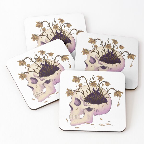 Item preview, Skull with flowers and a moth designed and sold by DarkweaverPixie.