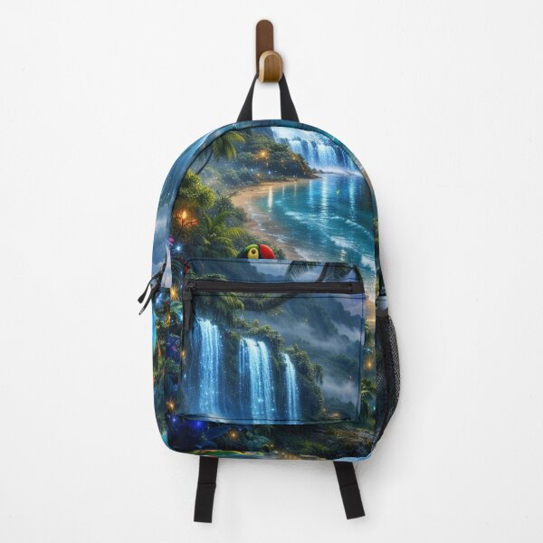 Item preview, Moonlit Waterfall Fantasy Bay | AI Magical Rainforest Landscape   designed and sold by IRON SIREN.