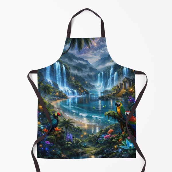 Item preview, Moonlit Waterfall Fantasy Bay | AI Magical Rainforest Landscape   designed and sold by IRON SIREN.
