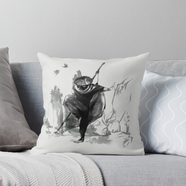 Item preview, Atmospheric Ninja Ink Wash – Monochromatic Warrior Landscape Art designed and sold by alizye.