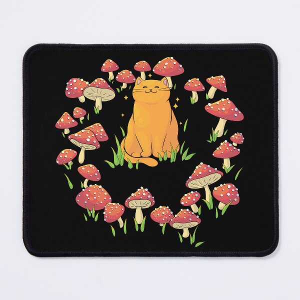 Item preview, Cat in Ring of Mushrooms designed and sold by DreamingPainter.