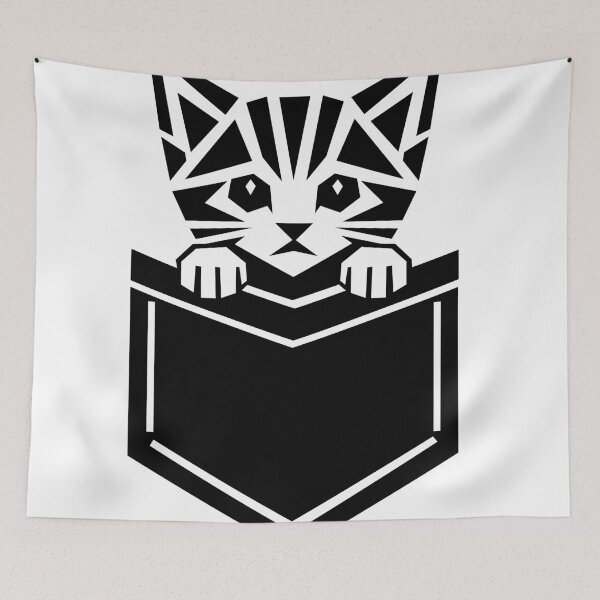 Item preview, Geometric Kitten Peeking Out of Pocket designed and sold by quibrak.