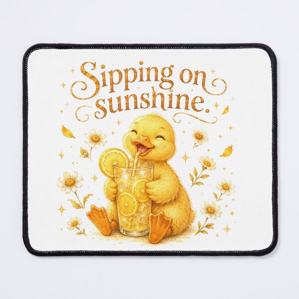 Item preview, Cute Duck Sipping Lemonade Sunshine Sunset Picnic designed and sold by AQUILAKREO.