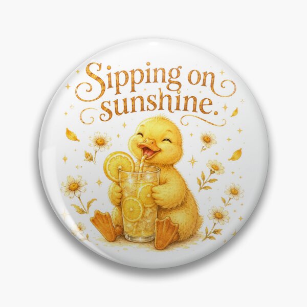 Item preview, Cute Duck Sipping Lemonade Sunshine Sunset Picnic designed and sold by AQUILAKREO.