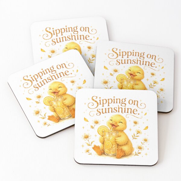 Item preview, Cute Duck Sipping Lemonade Sunshine Sunset Picnic designed and sold by AQUILAKREO.