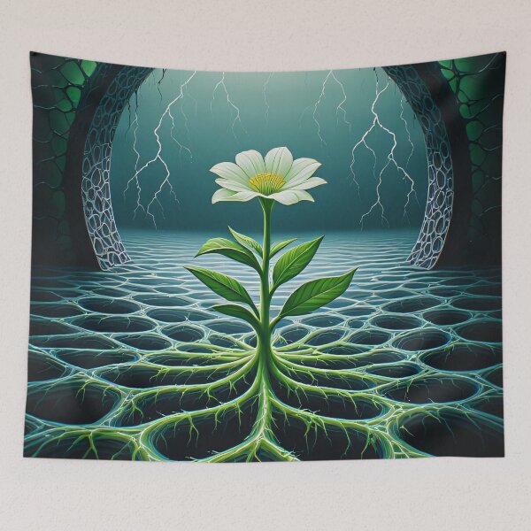 Item preview, A delicate little flower defies a dark, threatening world. designed and sold by Mianku | Für das Leben.
