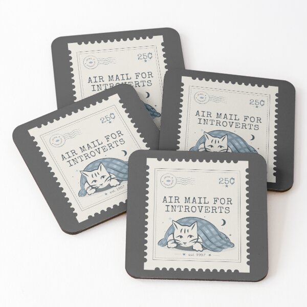 Item preview, Air Mail for Introverts Cat Stamp | Cozy Vintage Cat Postage Illustration designed and sold by MyFotodrive.
