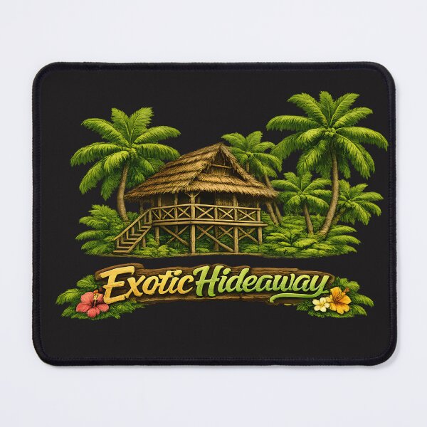 Item preview, Exotic Hideaway Tropical Hut and Palm Trees Paradise Design designed and sold by Les-Ink-Studio.