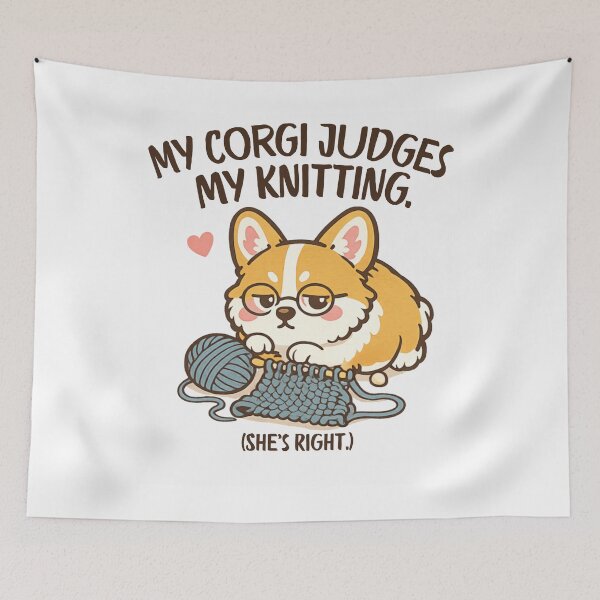 Item preview, My Corgi Judges My Knitting Funny Dog Mom Knitter designed and sold by EXATEES  ⭐⭐⭐⭐⭐.