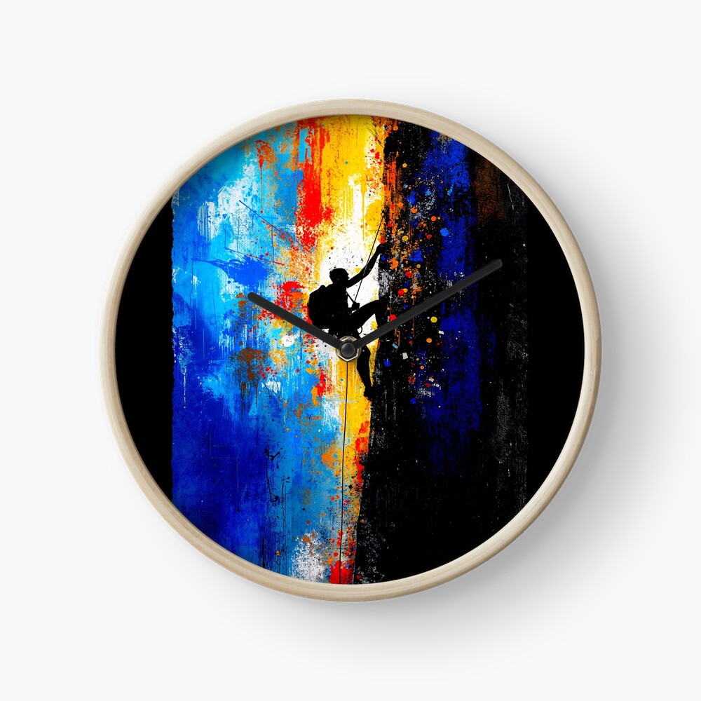 Abstract Rock Climber Ascent: One Design, On Everything — Wall Clock