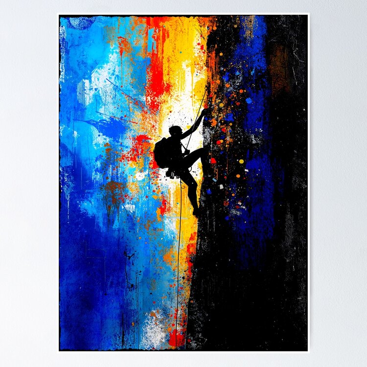 Abstract Rock Climber Ascent: One Design, On Everything — Poster