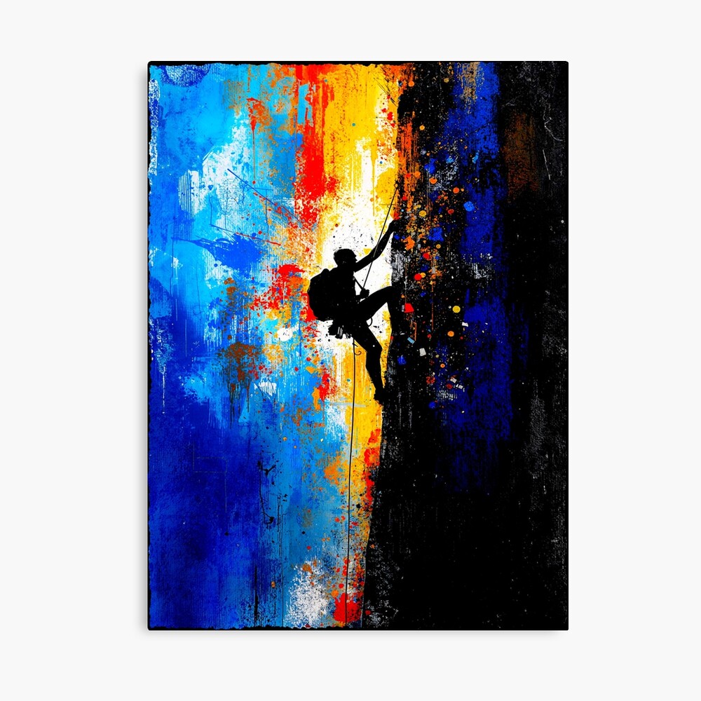 Abstract Rock Climber Ascent: One Design, On Everything — Canvas Print
