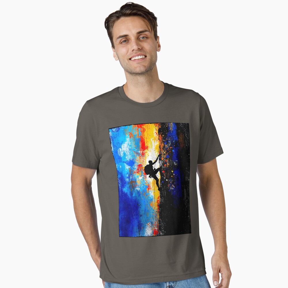 Abstract Rock Climber Vertical Ascent Art on a essential t-shirt