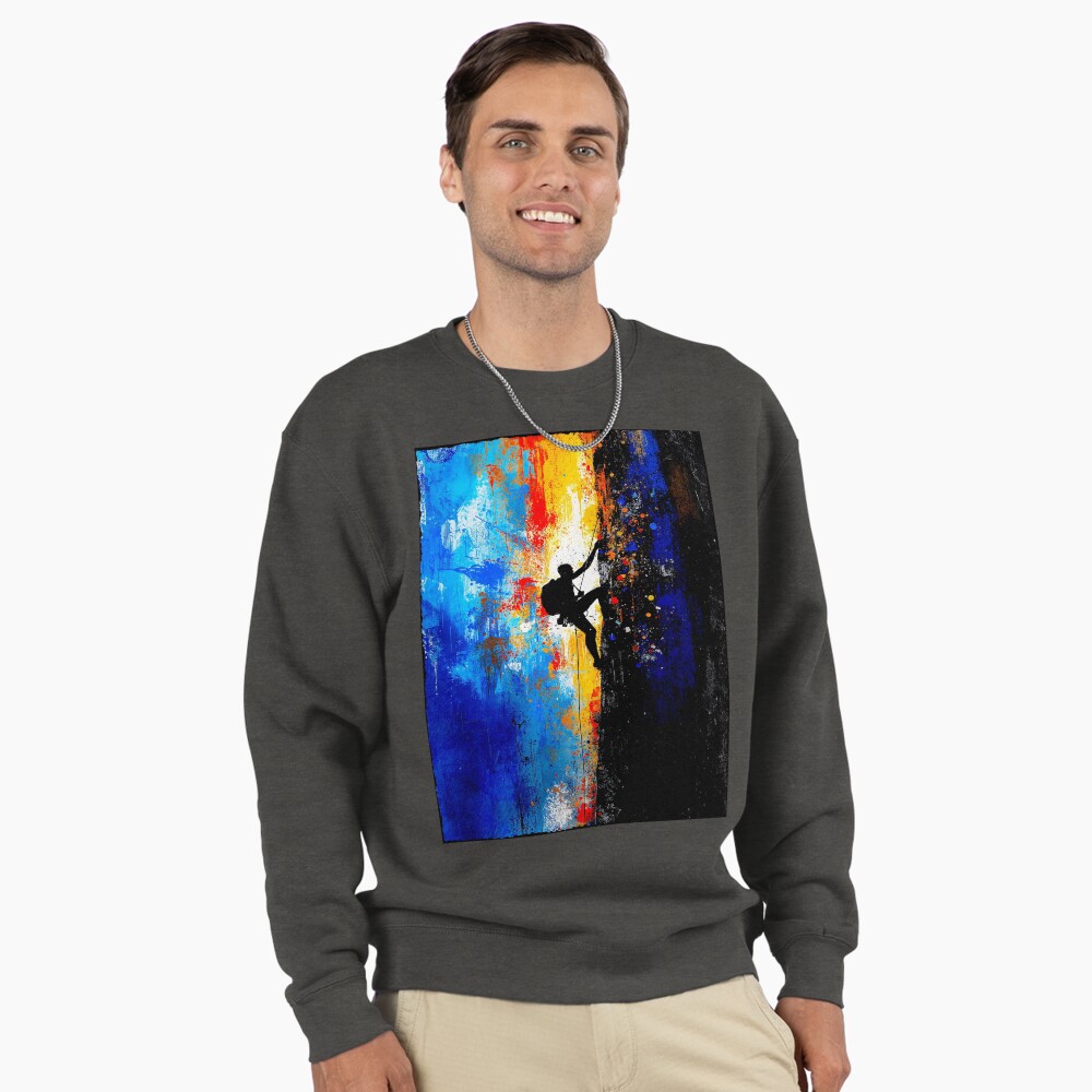 Abstract Rock Climber Vertical Ascent Art on a sweatshirt
