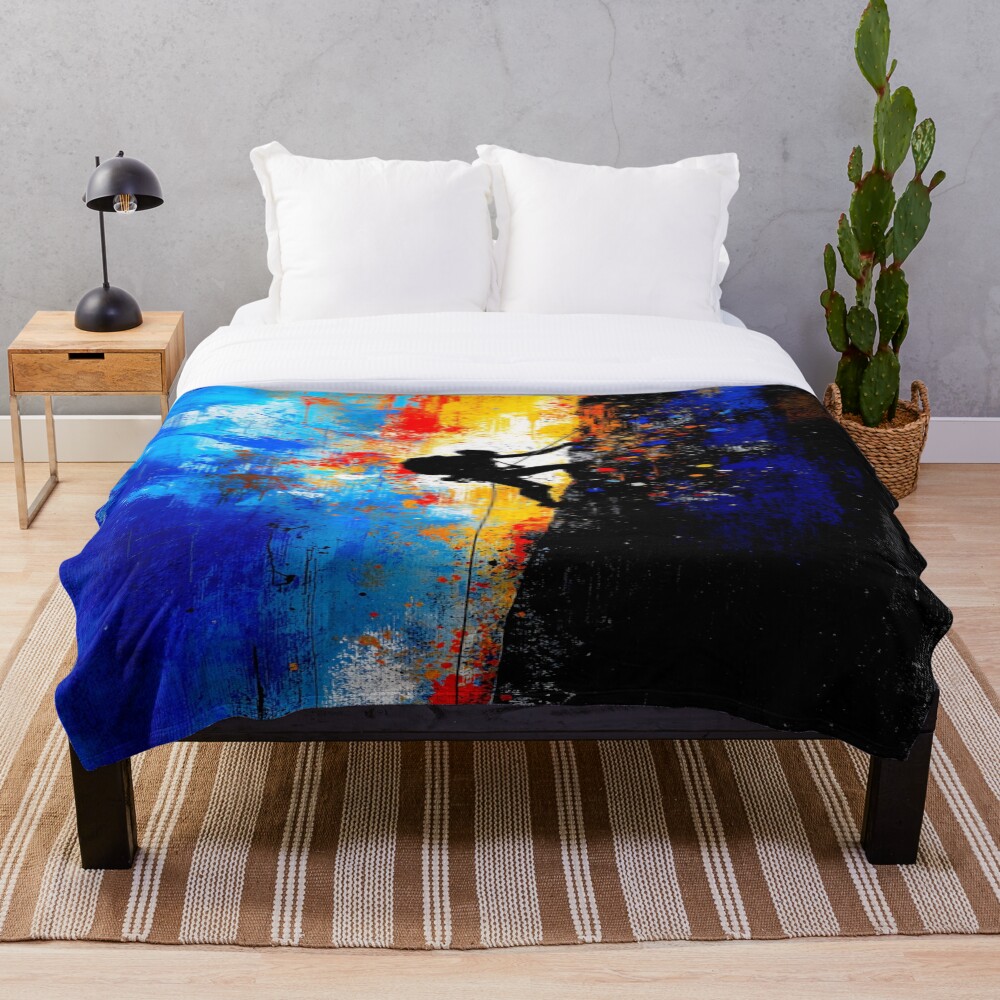 Abstract Rock Climber Vertical Ascent Art on a throw blanket
