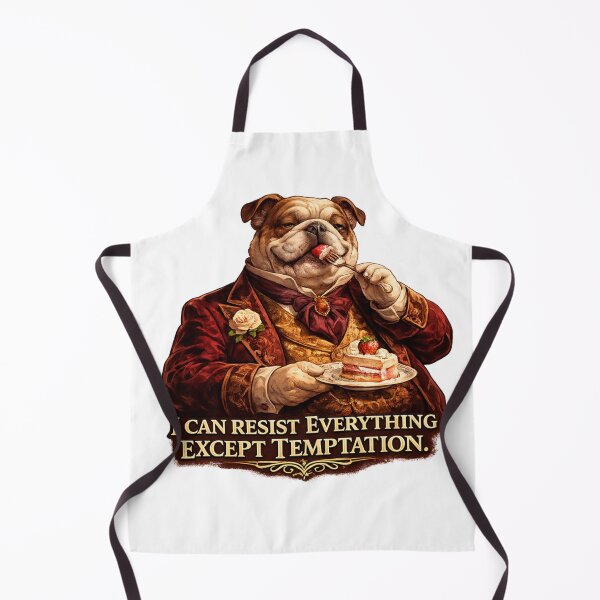 Item preview, Oscar Wilde Cat Illustration, Funny Fat Dog Eating Cake, “I Can Resist Anything Except Temptation” Quote Art, Literary Humor Gift, Aesthetic Vintage Style Dog Print designed and sold by Donsean22.