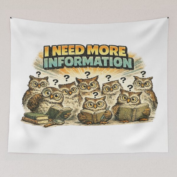 Item preview, I Need More Information Funny Owl Meme Sticker designed and sold by irfanshikh.