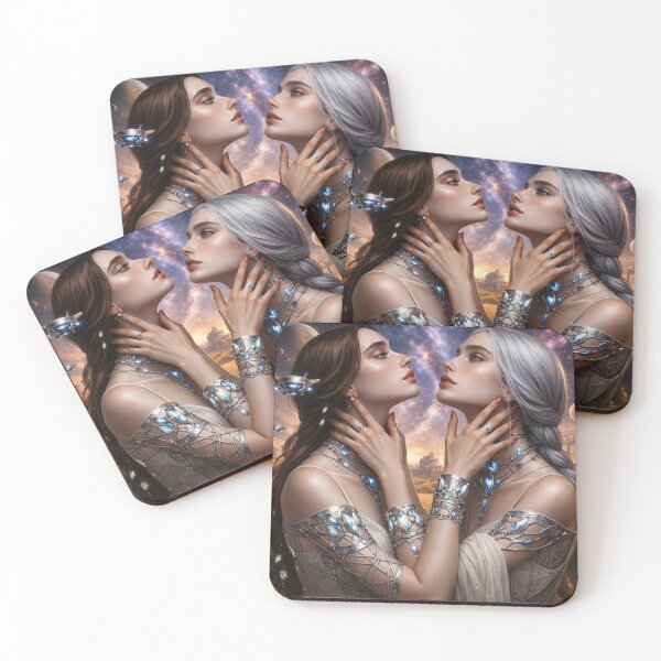 Item preview, Space Sci-Fi Queens Galaxy Portrait | AI Lesbian Romance Art designed and sold by IRON SIREN.