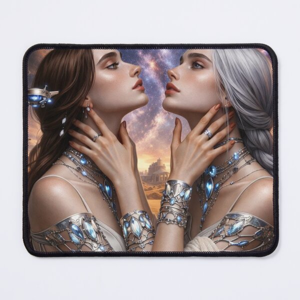Item preview, Space Sci-Fi Queens Galaxy Portrait | AI Lesbian Romance Art designed and sold by IRON SIREN.